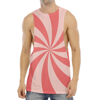 Pink Swirl Print Men's Muscle Tank Top