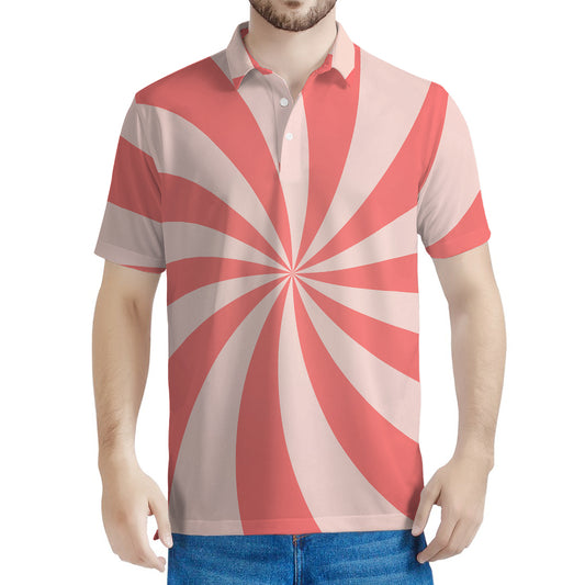 Pink Swirl Print Men's Polo Shirt