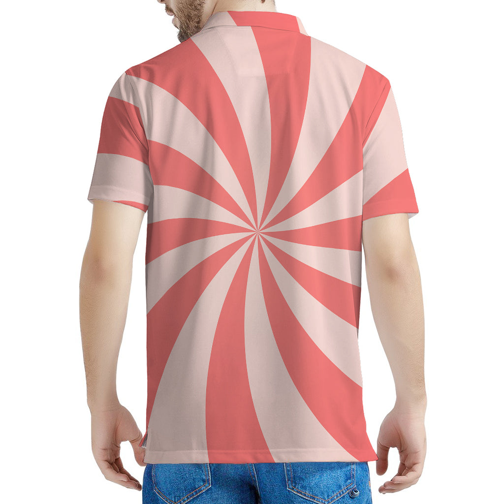 Pink Swirl Print Men's Polo Shirt