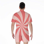Pink Swirl Print Men's Rompers