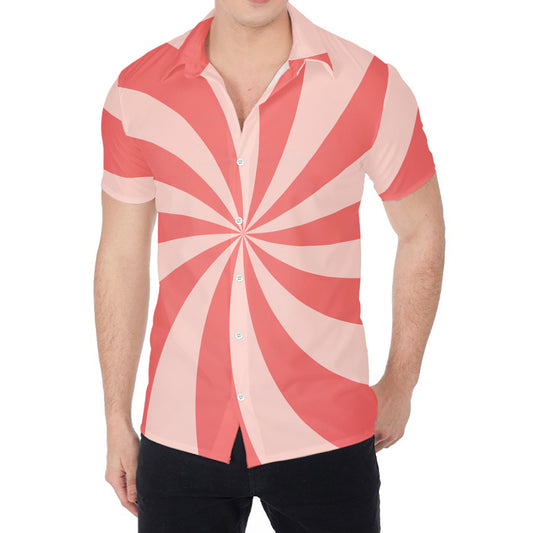Pink Swirl Print Men's Shirt