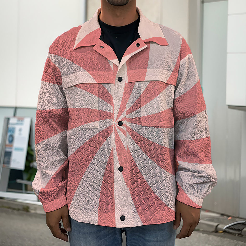 Pink Swirl Print Men's Shirt Jacket