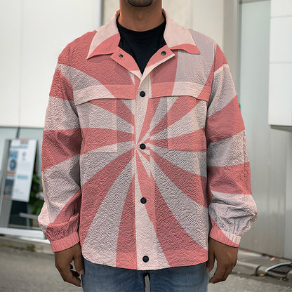 Pink Swirl Print Men's Shirt Jacket