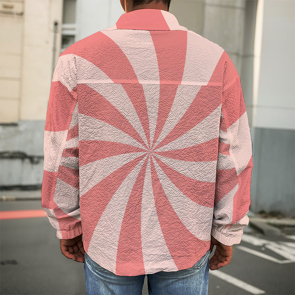Pink Swirl Print Men's Shirt Jacket