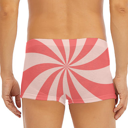 Pink Swirl Print Men's Short Boxer Briefs