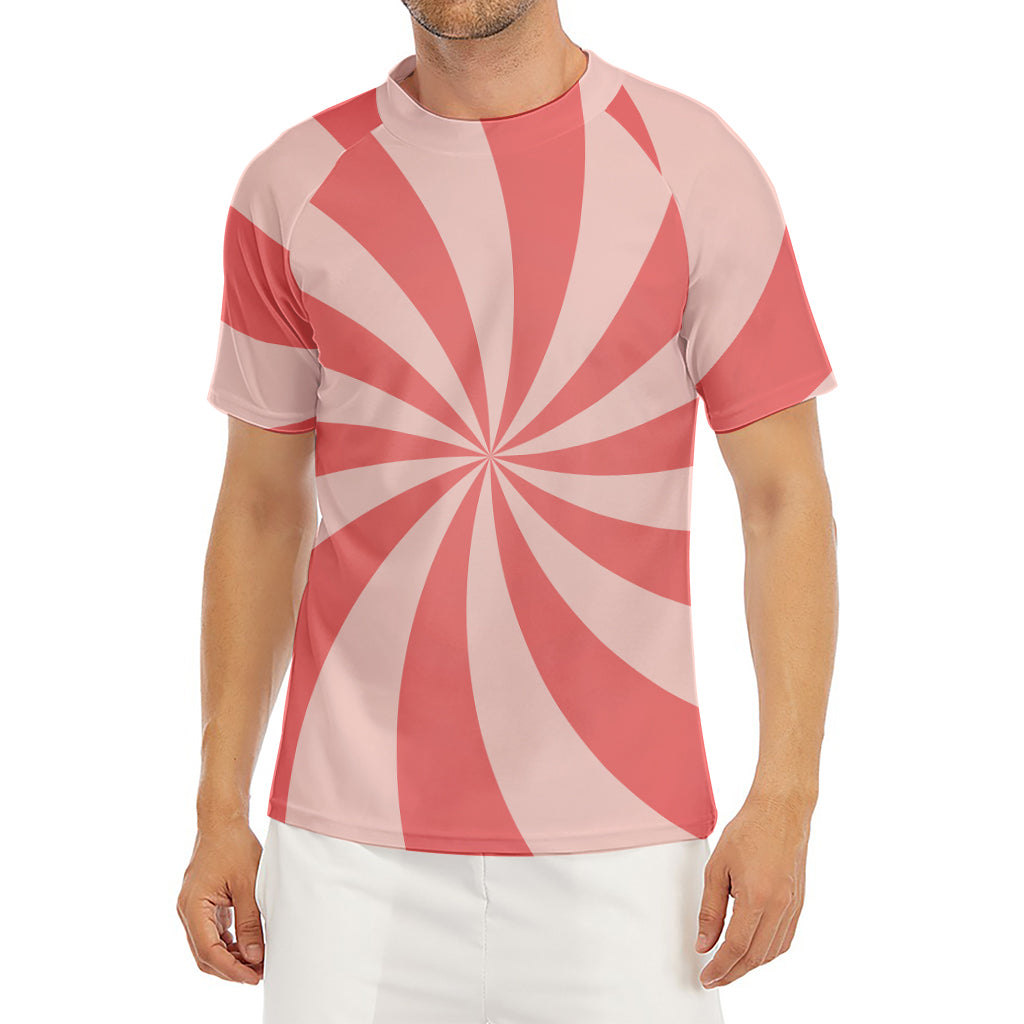 Pink Swirl Print Men's Short Sleeve Rash Guard