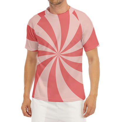 Pink Swirl Print Men's Short Sleeve Rash Guard