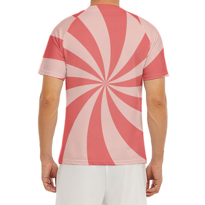 Pink Swirl Print Men's Short Sleeve Rash Guard
