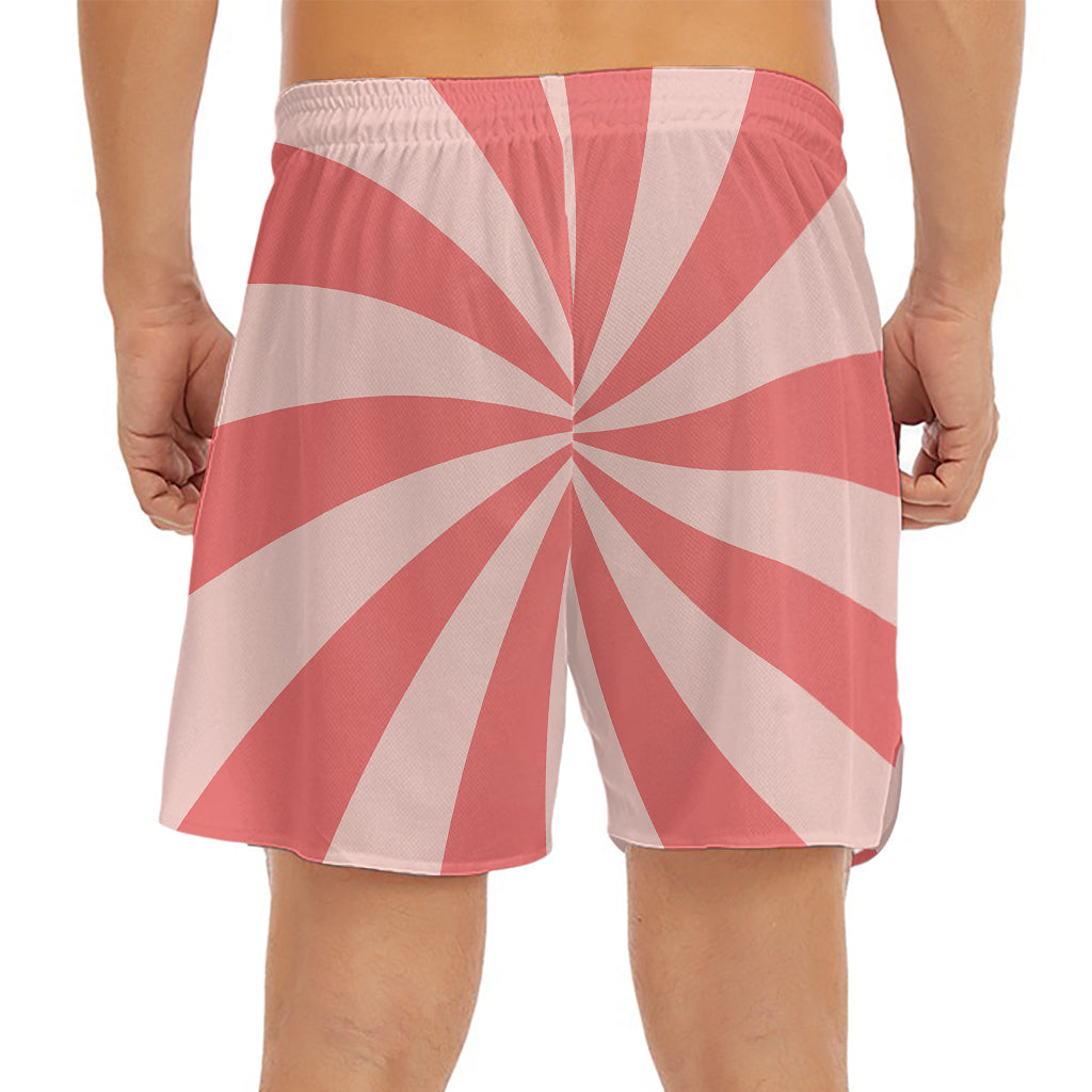 Pink Swirl Print Men's Split Running Shorts