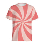 Pink Swirl Print Men's Sports T-Shirt