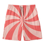 Pink Swirl Print Men's Swim Trunks