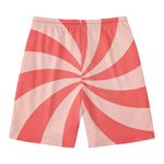 Pink Swirl Print Men's Swim Trunks