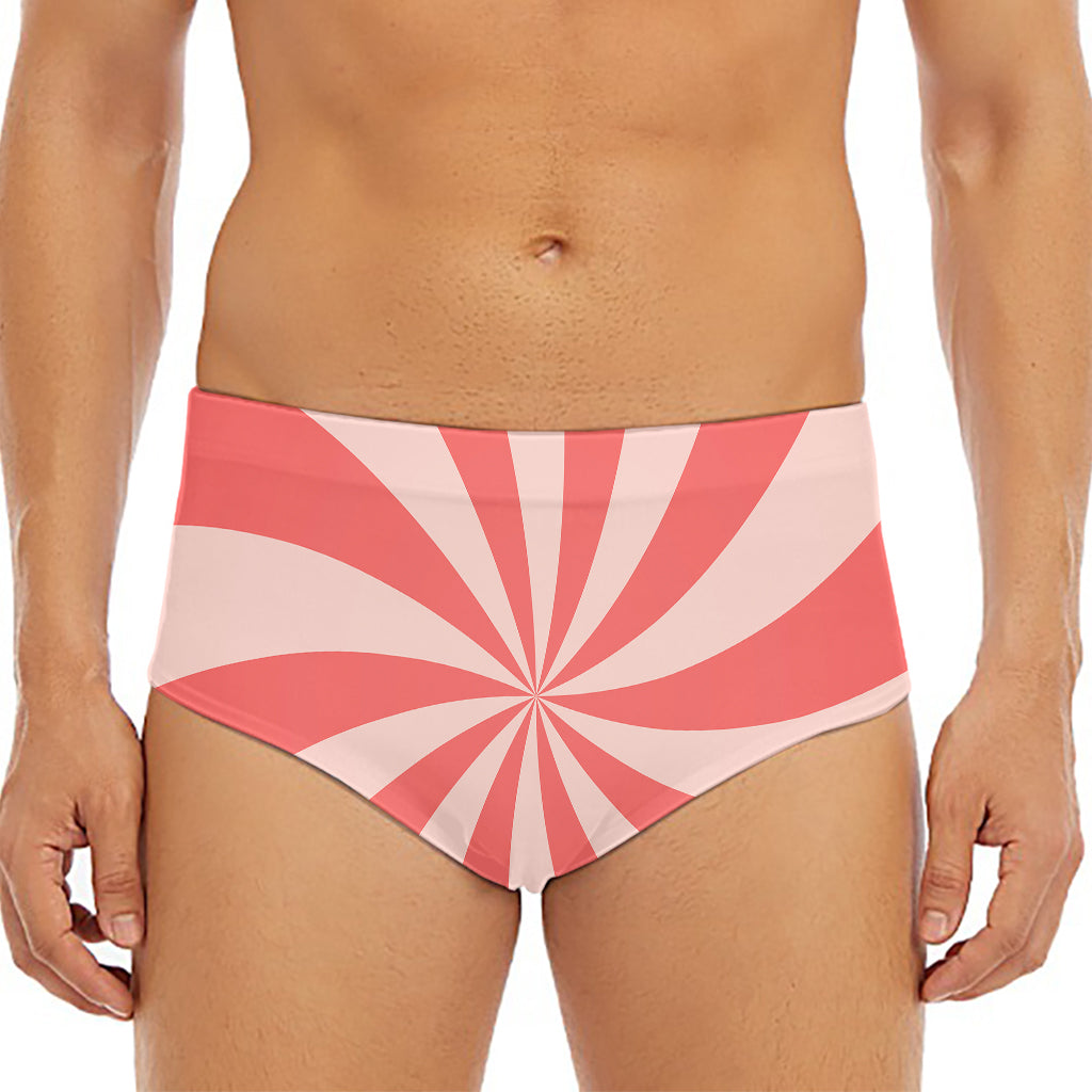 Pink Swirl Print Men's Triangle Swim Briefs