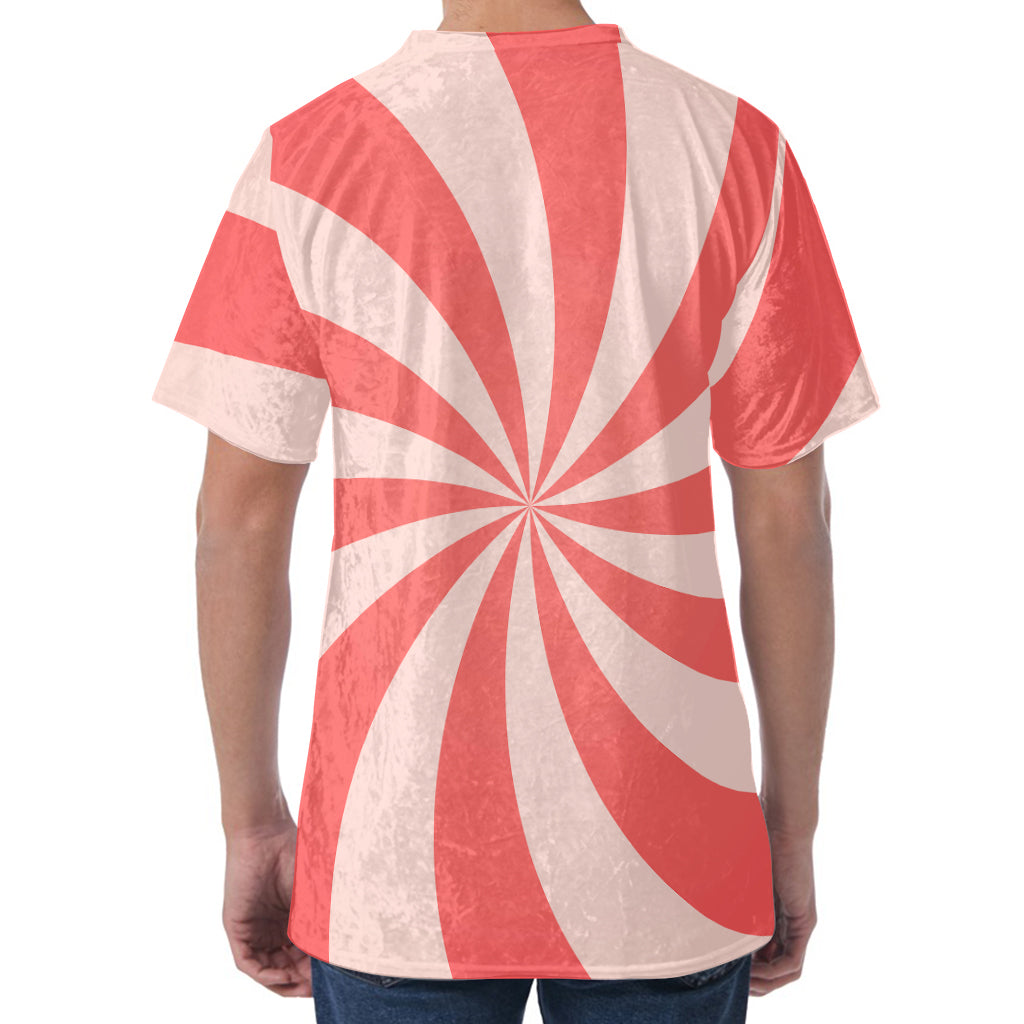 Pink Swirl Print Men's Velvet T-Shirt