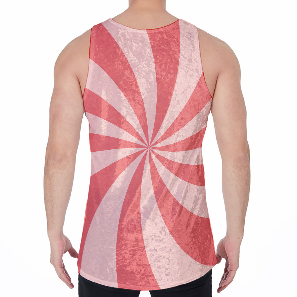 Pink Swirl Print Men's Velvet Tank Top