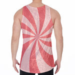 Pink Swirl Print Men's Velvet Tank Top