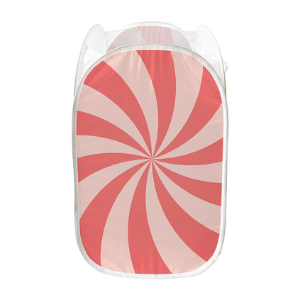 Pink Swirl Print Mesh Laundry Hamper