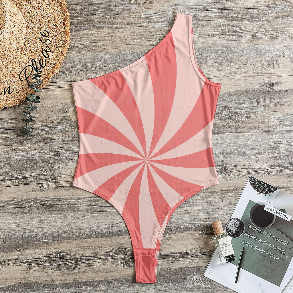 Pink Swirl Print One Shoulder Bodysuit