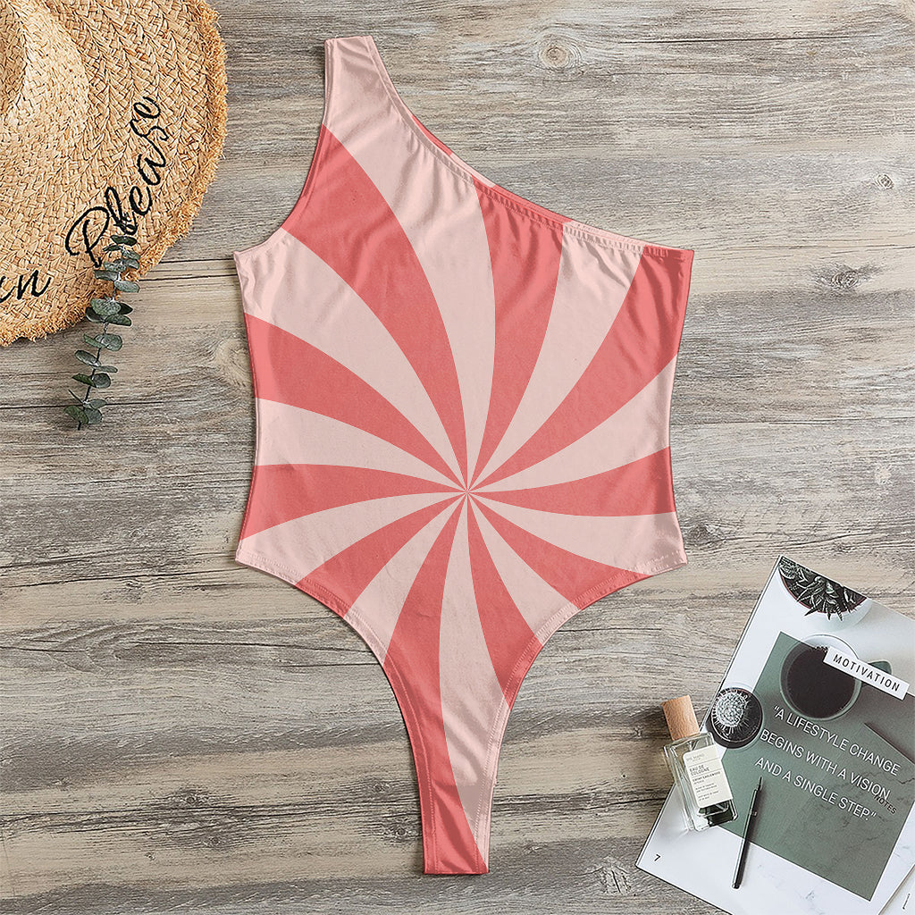 Pink Swirl Print One Shoulder Bodysuit