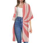 Pink Swirl Print Open Front Beach Cover Up