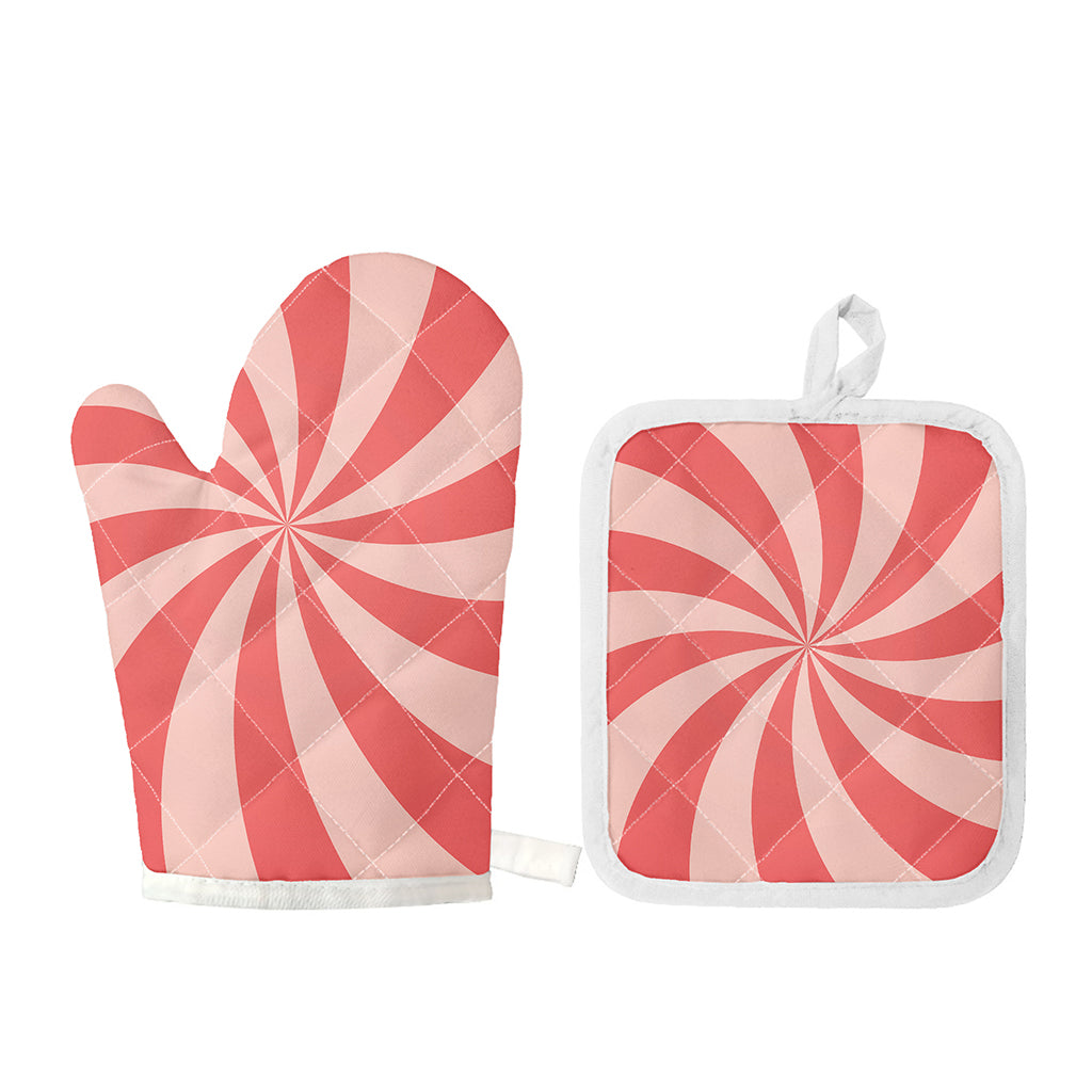 Pink Swirl Print Oven Mitt And Pot Holder Set