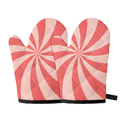 Pink Swirl Print Oven Mitts