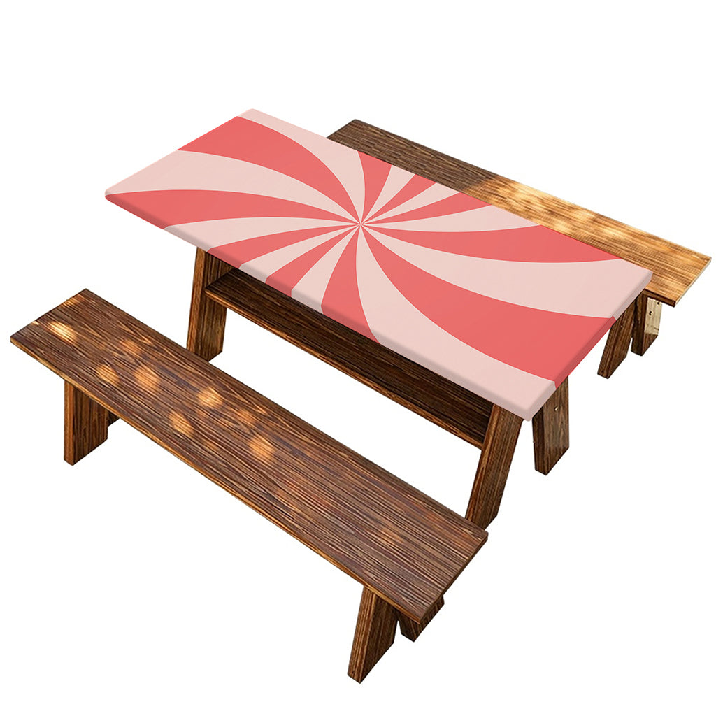 Pink Swirl Print Picnic Table Cover