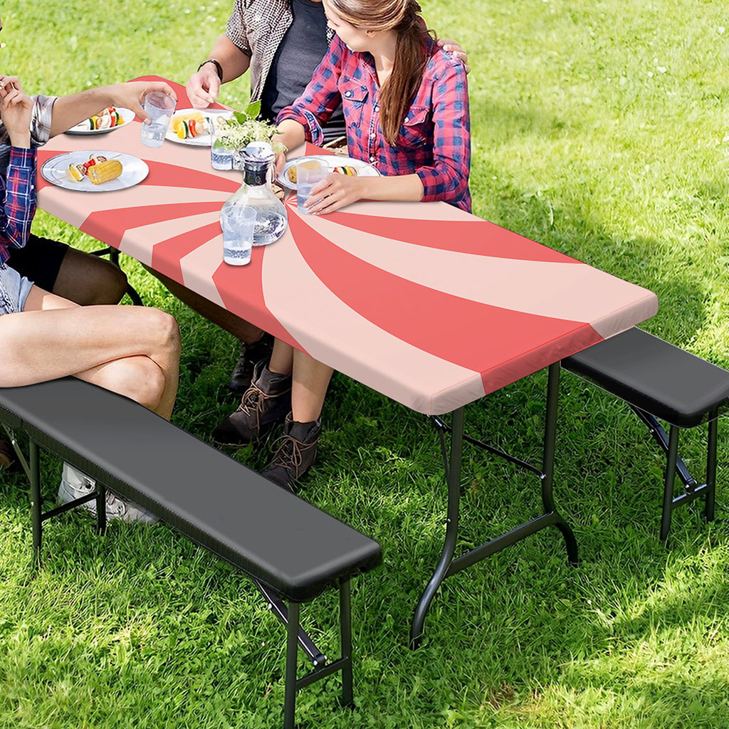 Pink Swirl Print Picnic Table Cover