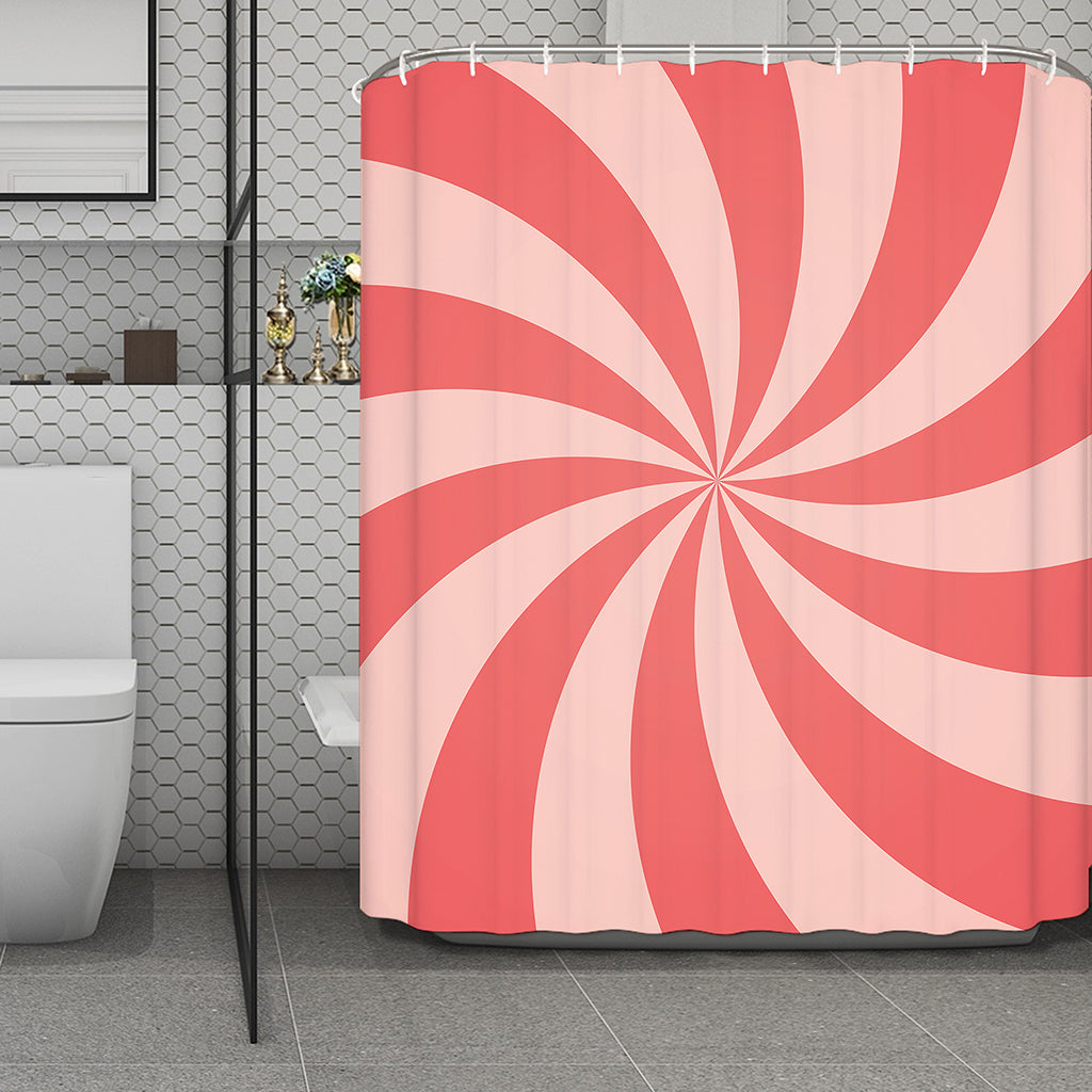 Pink Swirl Print Polyester Shower Curtain
