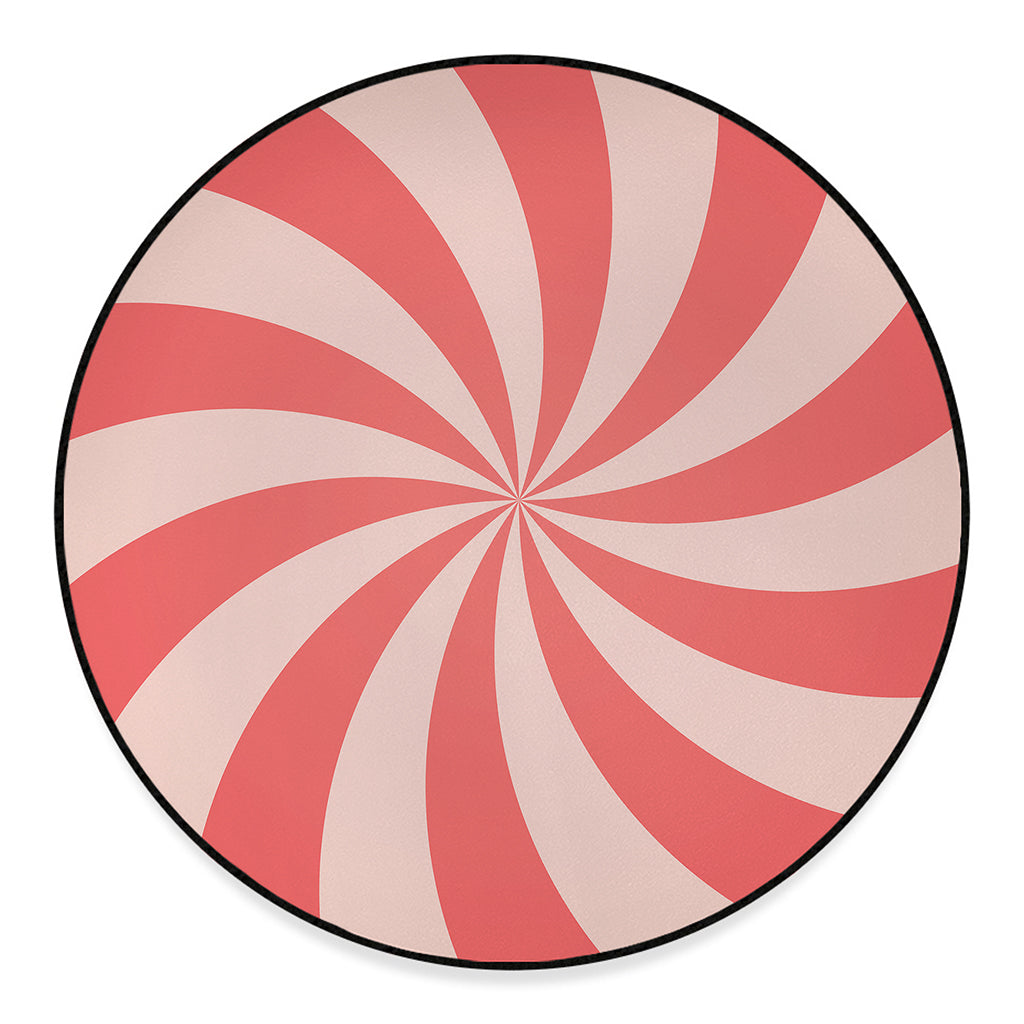 Pink Swirl Print Round Floor Mat