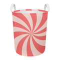 Pink Swirl Print Round Laundry Basket