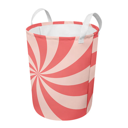 Pink Swirl Print Round Laundry Basket