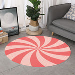 Pink Swirl Print Round Rug