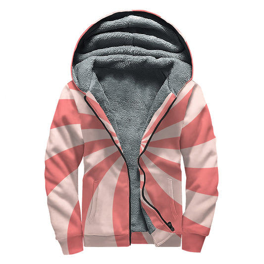 Pink Swirl Print Sherpa Lined Zip Up Hoodie