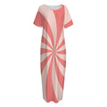 Pink Swirl Print Short Sleeve Long Nightdress