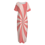 Pink Swirl Print Short Sleeve Long Nightdress