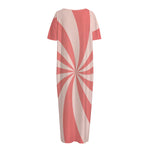 Pink Swirl Print Short Sleeve Long Nightdress