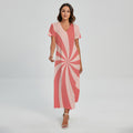Pink Swirl Print Short Sleeve Maxi Dress