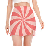 Pink Swirl Print Side Slit Mini Skirt