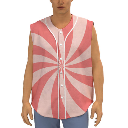 Pink Swirl Print Sleeveless Baseball Jersey