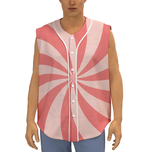 Pink Swirl Print Sleeveless Baseball Jersey