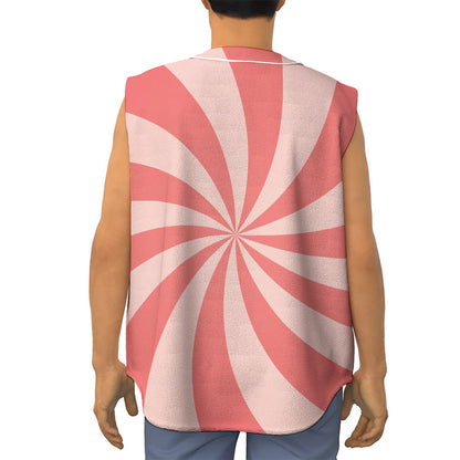 Pink Swirl Print Sleeveless Baseball Jersey