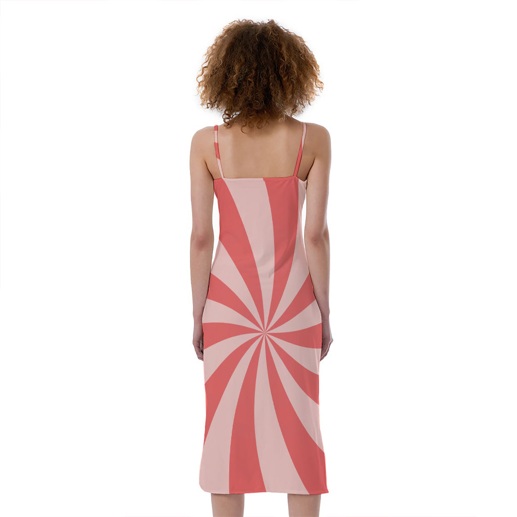 Pink Swirl Print Slim Fit Midi Cami Dress