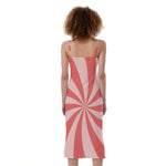 Pink Swirl Print Slim Fit Midi Cami Dress