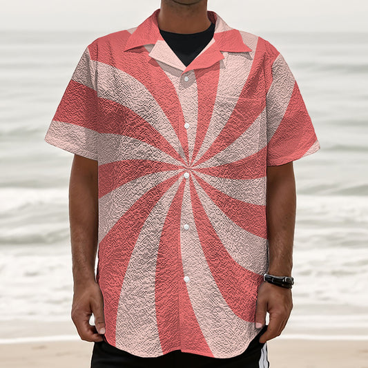 Pink Swirl Print Textured Short Sleeve Shirt