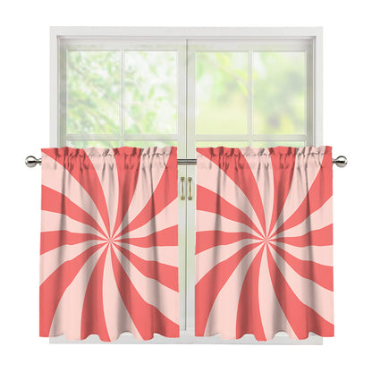 Pink Swirl Print Tier Curtains