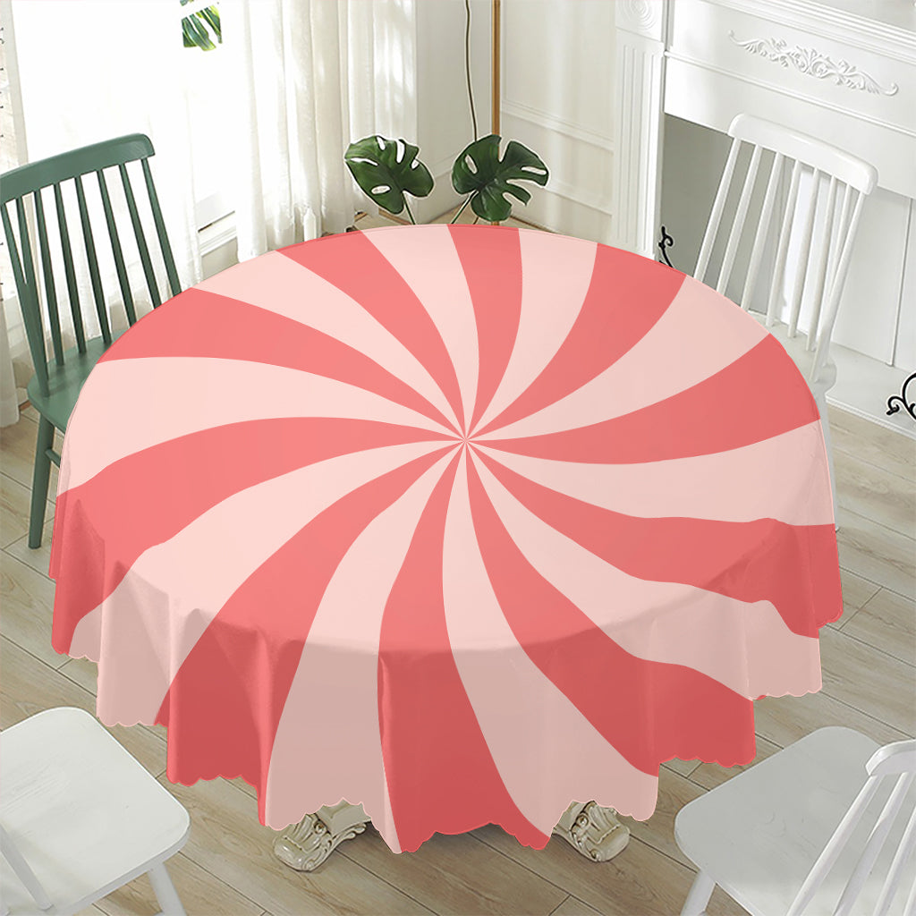 Pink Swirl Print Waterproof Round Tablecloth