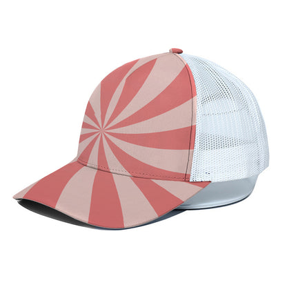 Pink Swirl Print White Mesh Trucker Cap