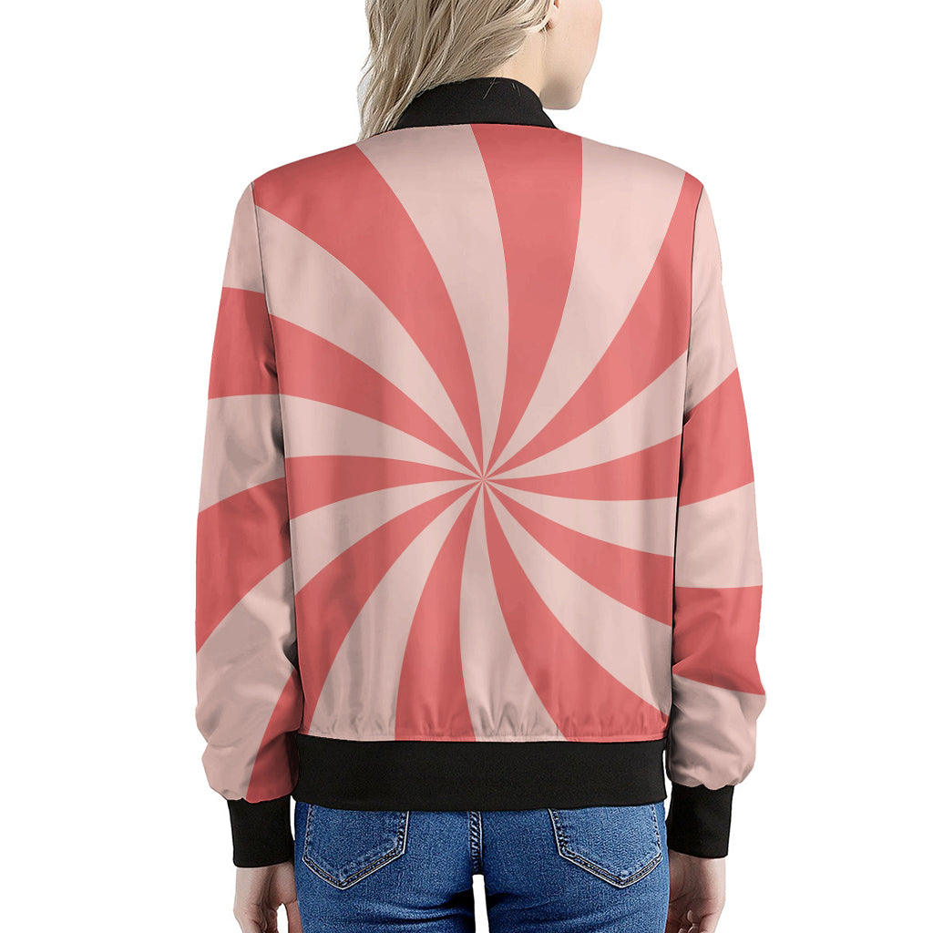Pink Swirl Print Women's Bomber Jacket