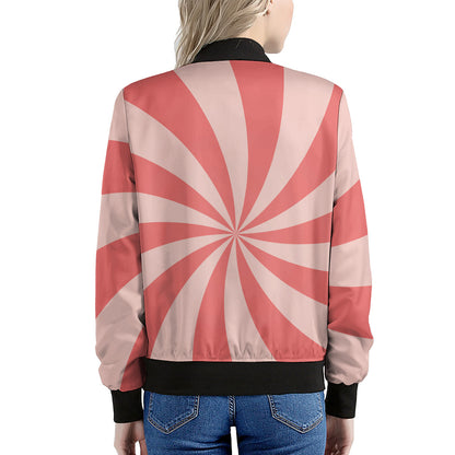 Pink Swirl Print Women's Bomber Jacket